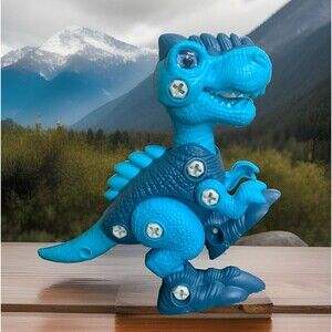 DINOSAUR WORLD TOY ASSEMBLY Take Apart STEM Toy Blue Velociraptor Movable 6"